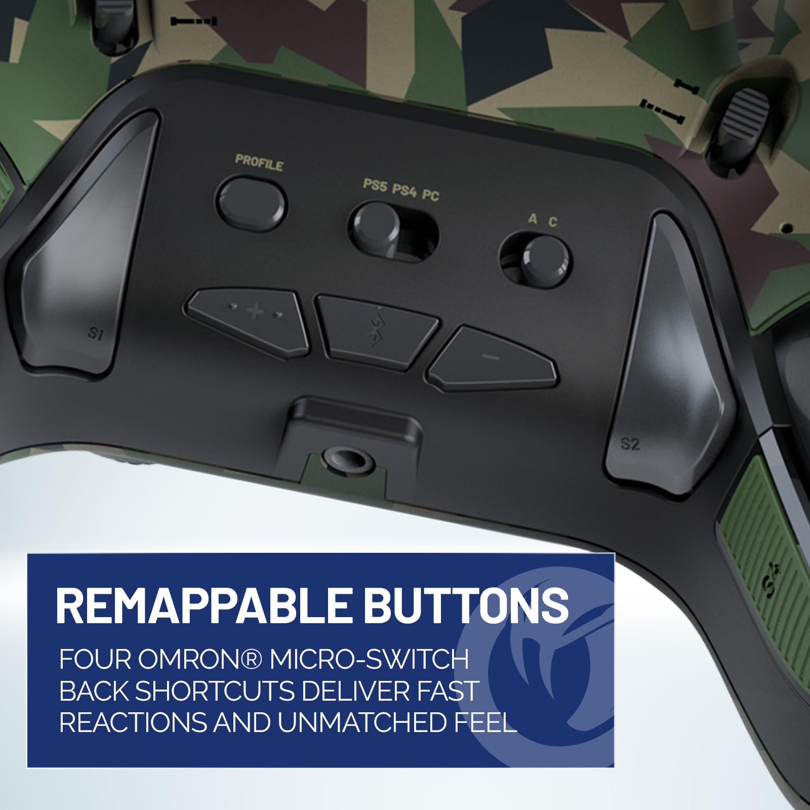 NACON Revolution 5 Pro Officially Licensed PlayStation Wireless Gaming Controller for PS5 / PS4 / PC - Hall Effect, Trigger Stops, Mappable Buttons, Bluetooth Audio - Field Camo - PlayStation 5 - Very Good - Used Controller - Image 7