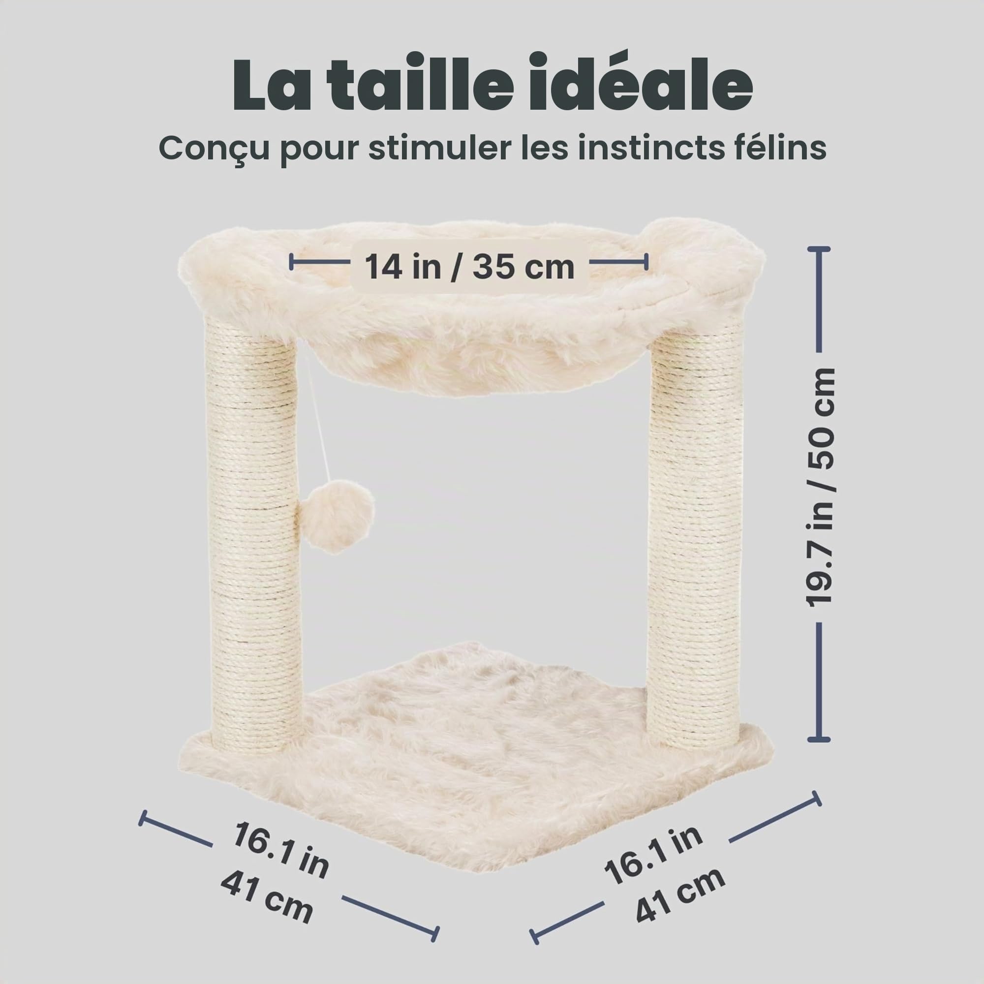 TRIXIE Arbre à chat compact Baza pour petits chats – Crème – 50 cm