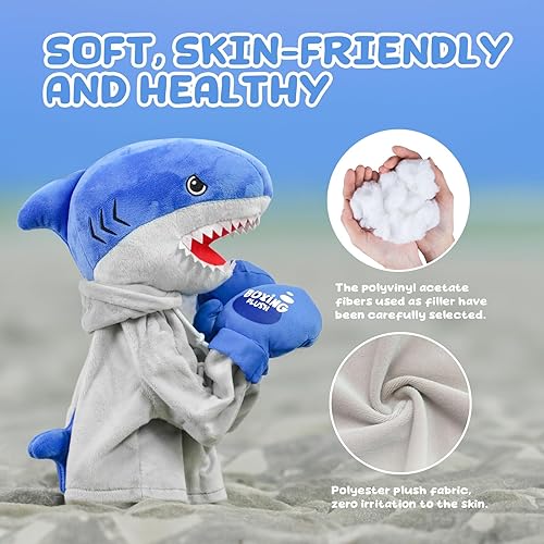 Miniatura 4 de Marioneta de mano para niños, juguete de peluche con sonidos y acción de boxeo, juguetes de marionetas de mano de tiburón para recuerdos de fiesta