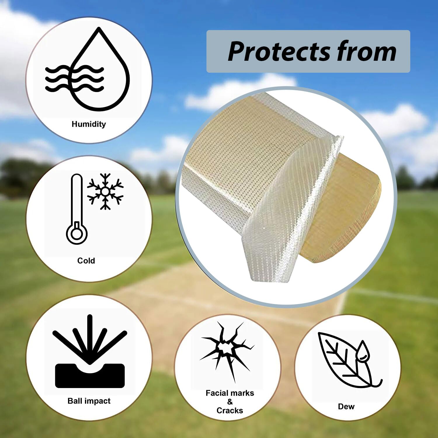 Confezione da 2 fogli trasparenti per mazza da cricket, 30 x 15 cm