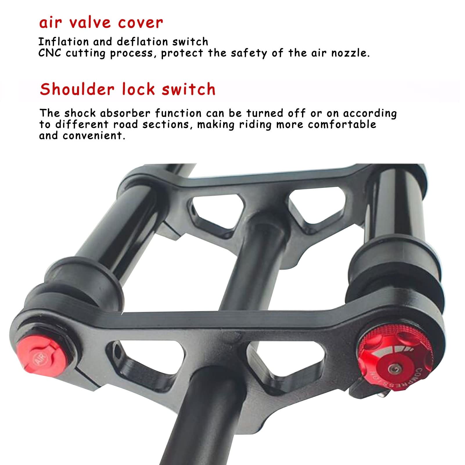 Forcella Anteriore per Bici da Spiaggia/Snowboard da 20/26 Pollici, Forcella a Doppia Spalla in Lega di Alluminio, Escursione 170 mm, Compatibile con Accessori per Bici elettriche.