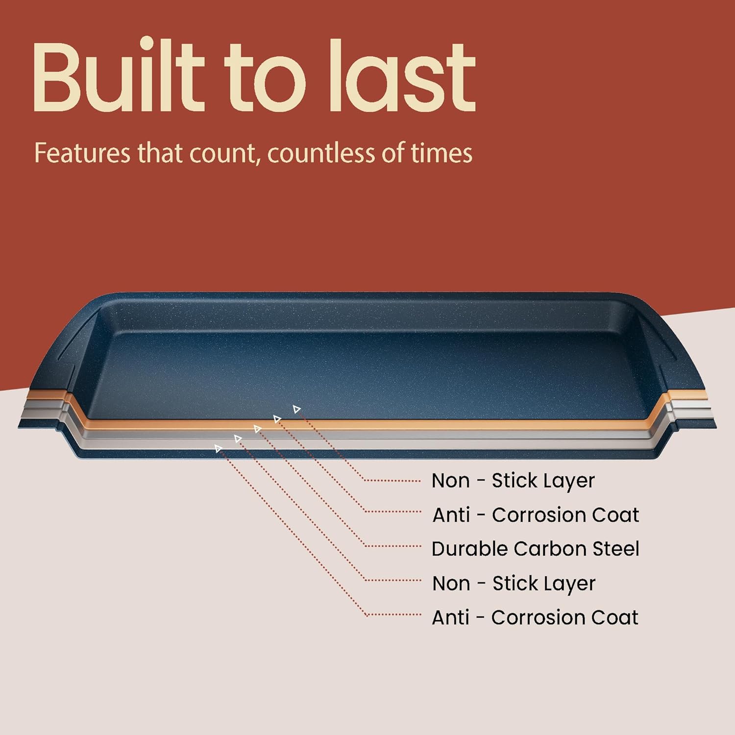 Cookie Sheet with Wire Rack Set, 2-Piece Nonstick Blue Marble Carbon Steel Pan & Cooling Rack, Space-Saving Stackable Set, PFOA, PFOS, PTFE Free, Oven Safe Up to 450°F, 17.4" Pan & 14.7" Rack - Image 8
