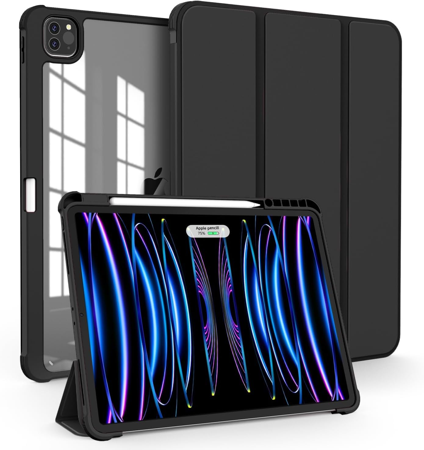 AGEIS Case Cover for New iPad Pro 12.9 6th/5th/4th/3rd Generation 2022/2021/2020/2018, 12.9 inch ipad Pro Case with Trifold Stand, 12.9 Cover with Slim Lightweight Clear PC Back Shell - Black (B0DBLJ7FRY) Amazon Price History, Amazon Price Tracker