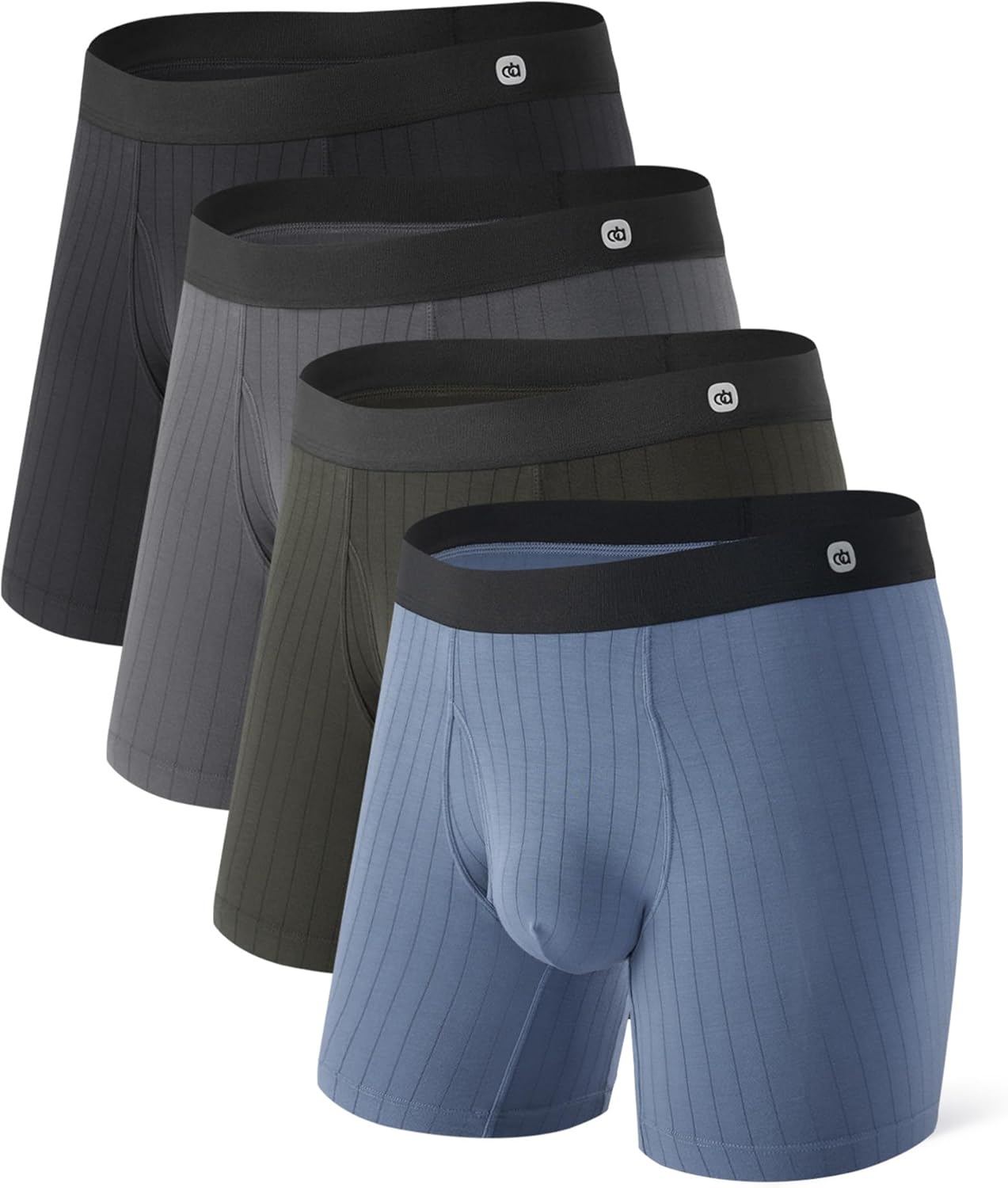 DAVID ARCHY Men's Underwear Modal Knit Texture Breathable, Ultra Soft Stretch Cooling Boxer Briefs with Pouch 4 Pack