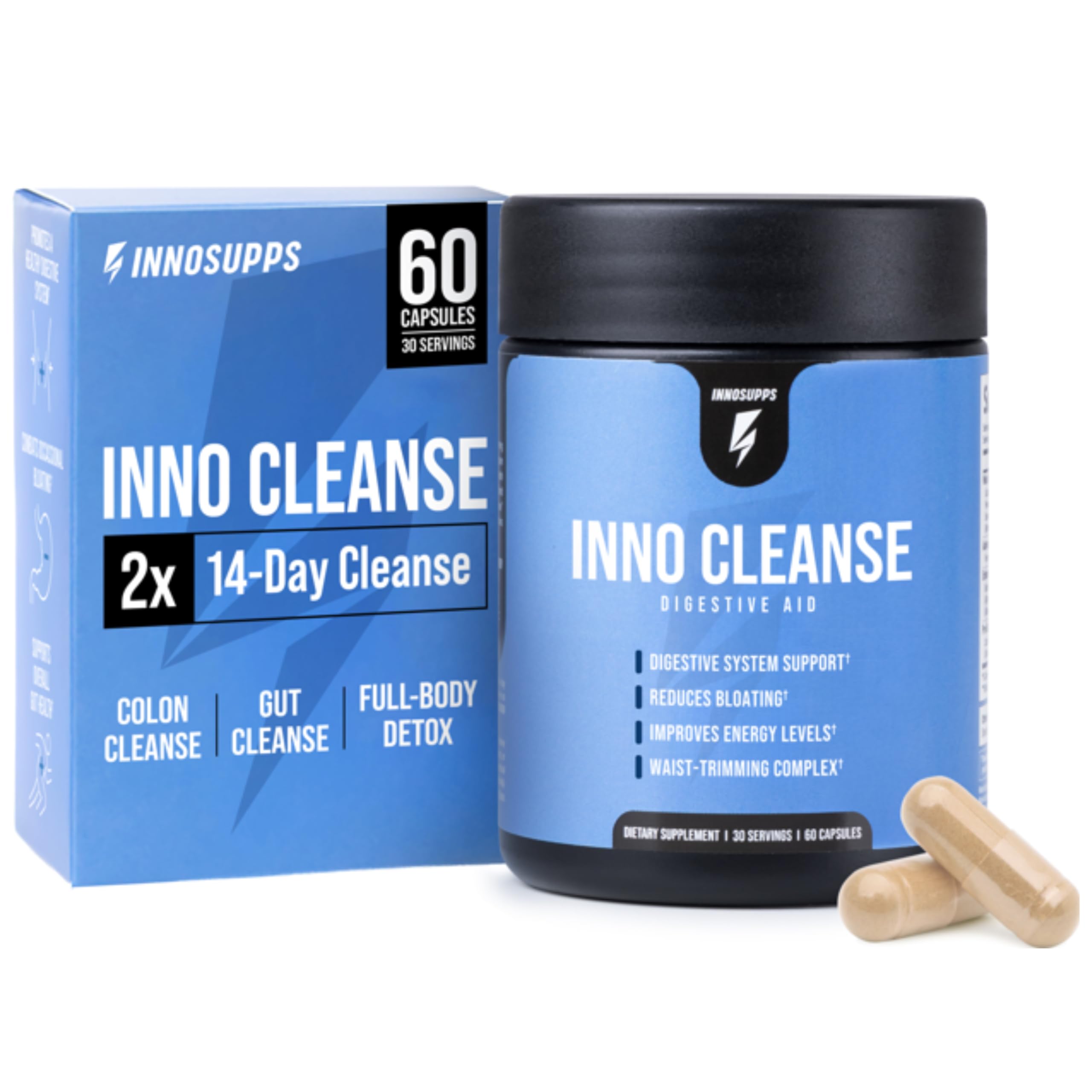 InnoSupps Inno Cleanse - Waist Trimming Complex | Digestive System Support & Aid | Reduced Bloating | Improves Energy Levels | Gluten Free, Vegan Friendly