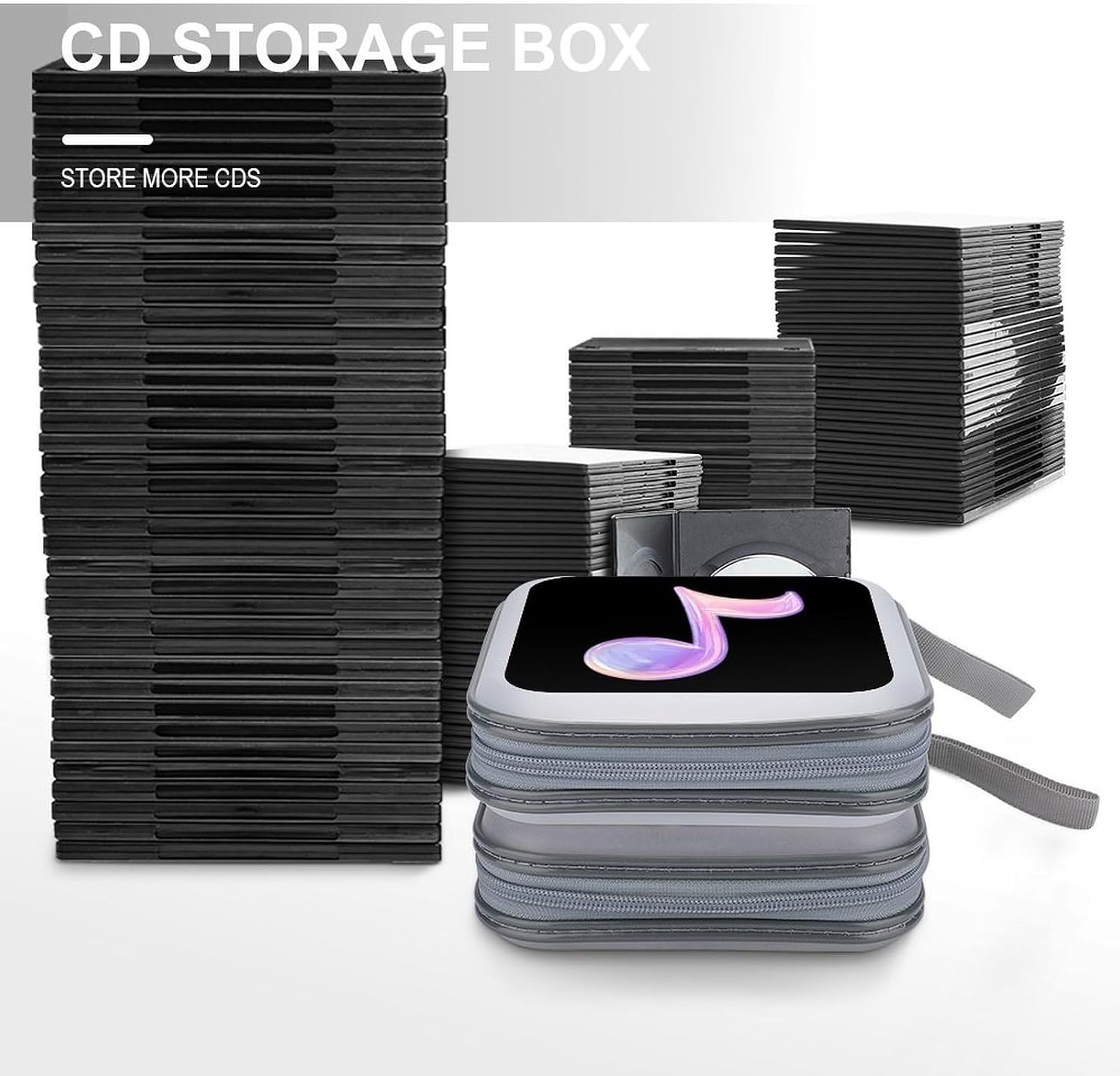 Shiny Iridescent Music Note Protective CD Case Storage Rack 40 Capacity DVD Holder Organizer Car Travel