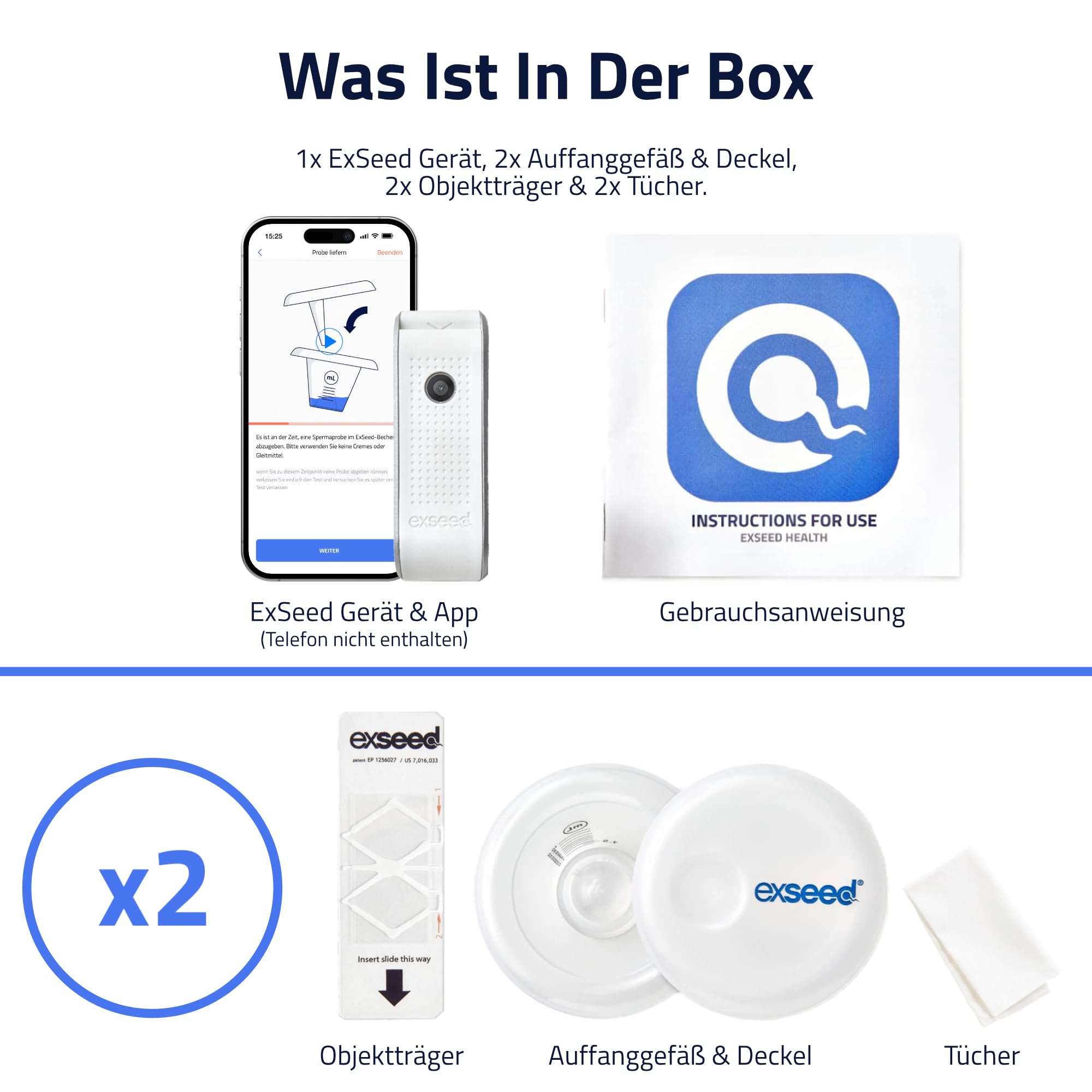 Health - Spermatest für zu Hause - 2 Tests - Fruchtbarkeitskit für Männer - Spermienanzahl und Spermienvolumen bestimmen - Schnelles und einfaches Verfahren - Genaue Ergebnisse