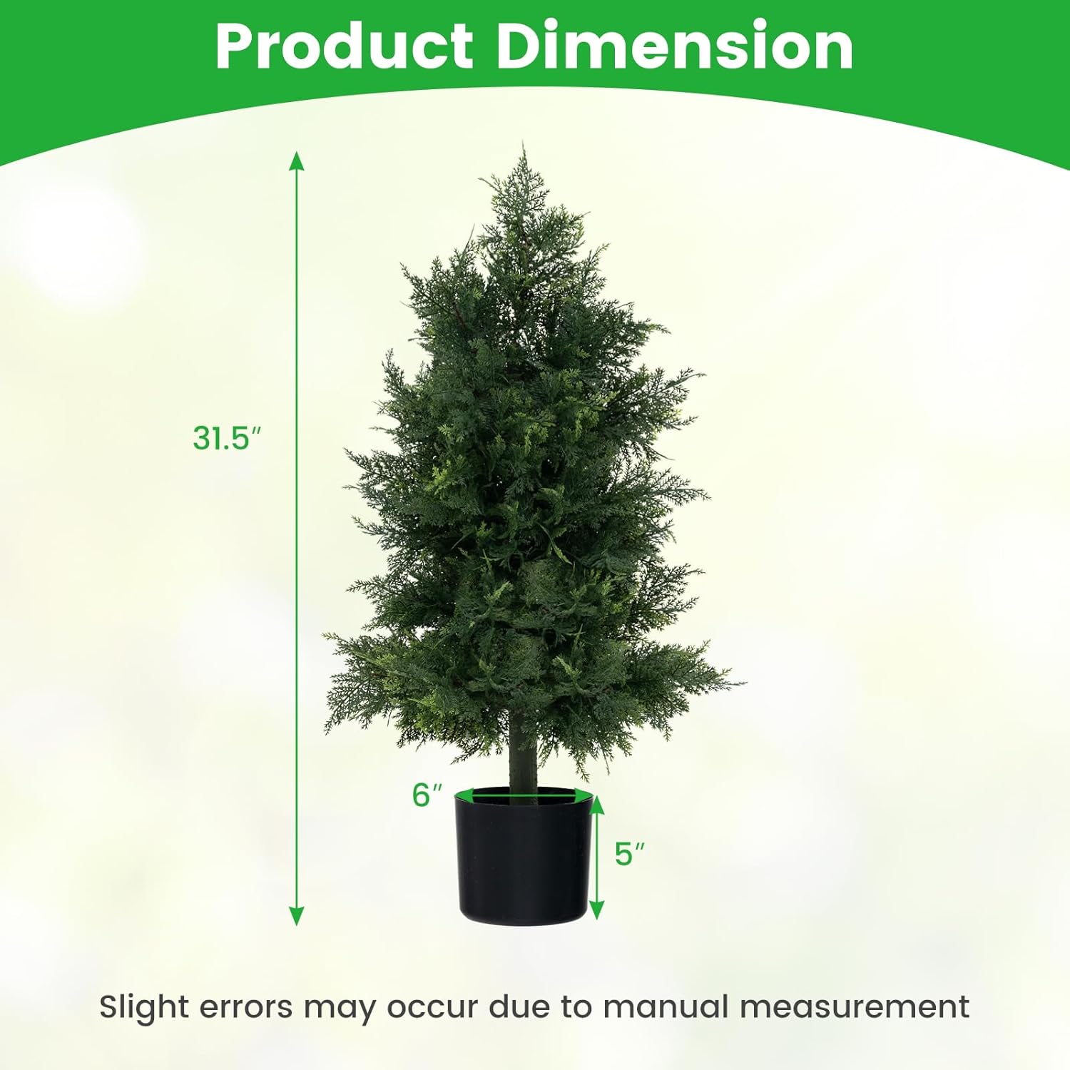 Goplus 31.5'' Artificial Cedar Topiary Trees for Outdoors, Potted Fake Cypress Trees with Cement Plastic Pot, Faux Cedar Pines Evergreen Plants for Indoor Home Front Porch Decor