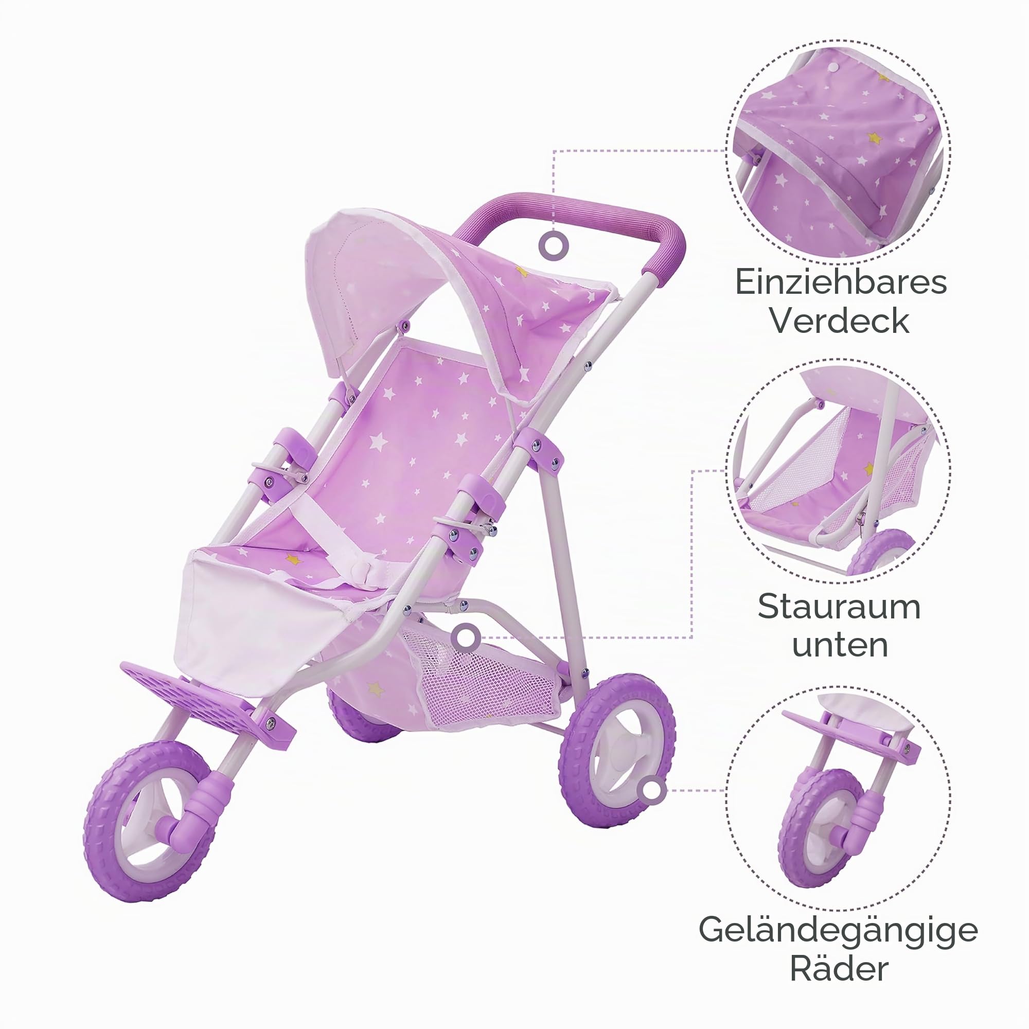 Puppenwagen Babypuppenwagen Kinderwagen Puppenzubehör Olivia's World OL-00006