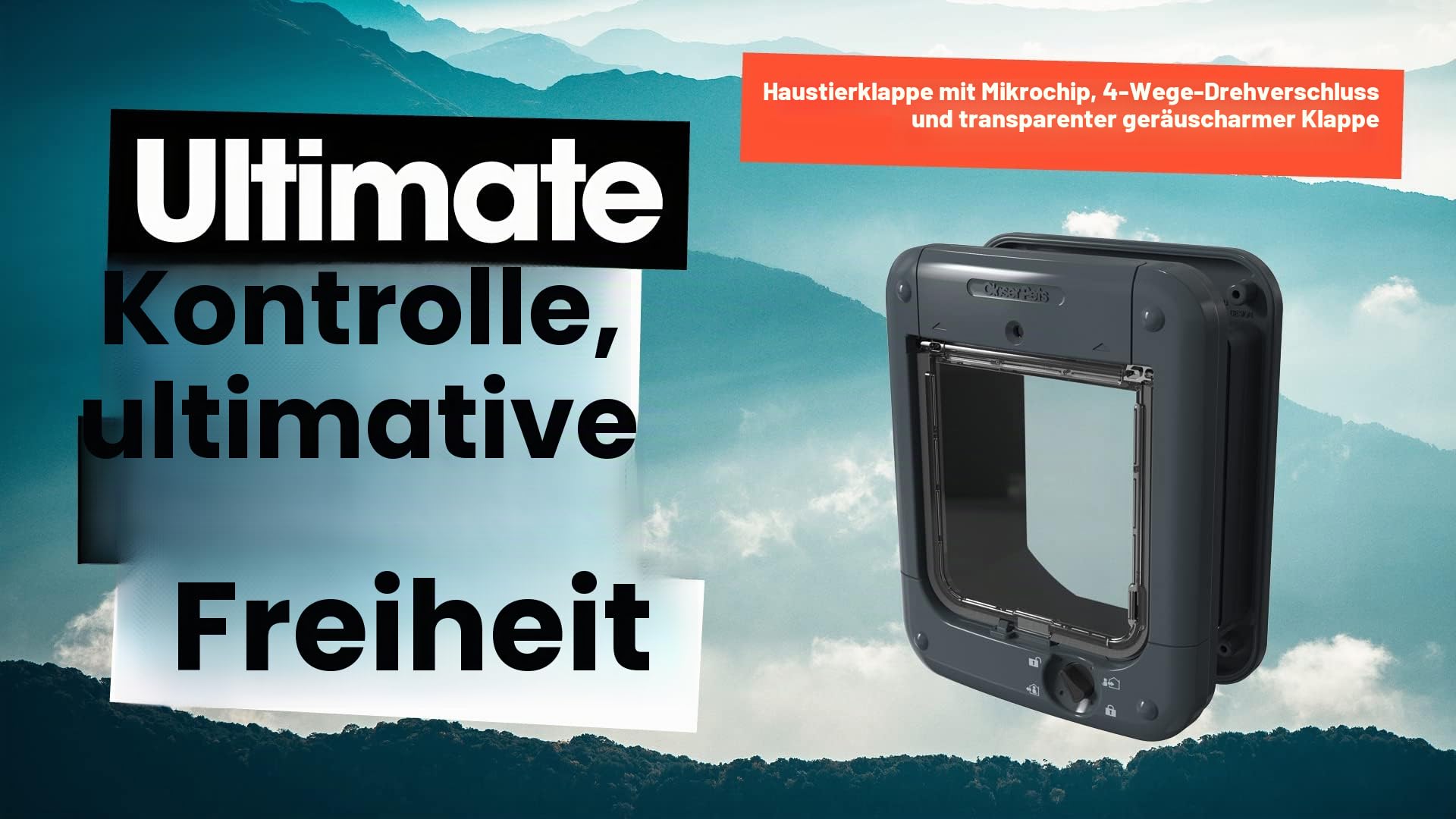 Cat Mate Mikrochip-gesteuerte Katzenklappe 360 für Katzen und kleine Hunde bis 30 Haustiere Einfach-/Mehrfachverglasung UPVC Wände Holz grau