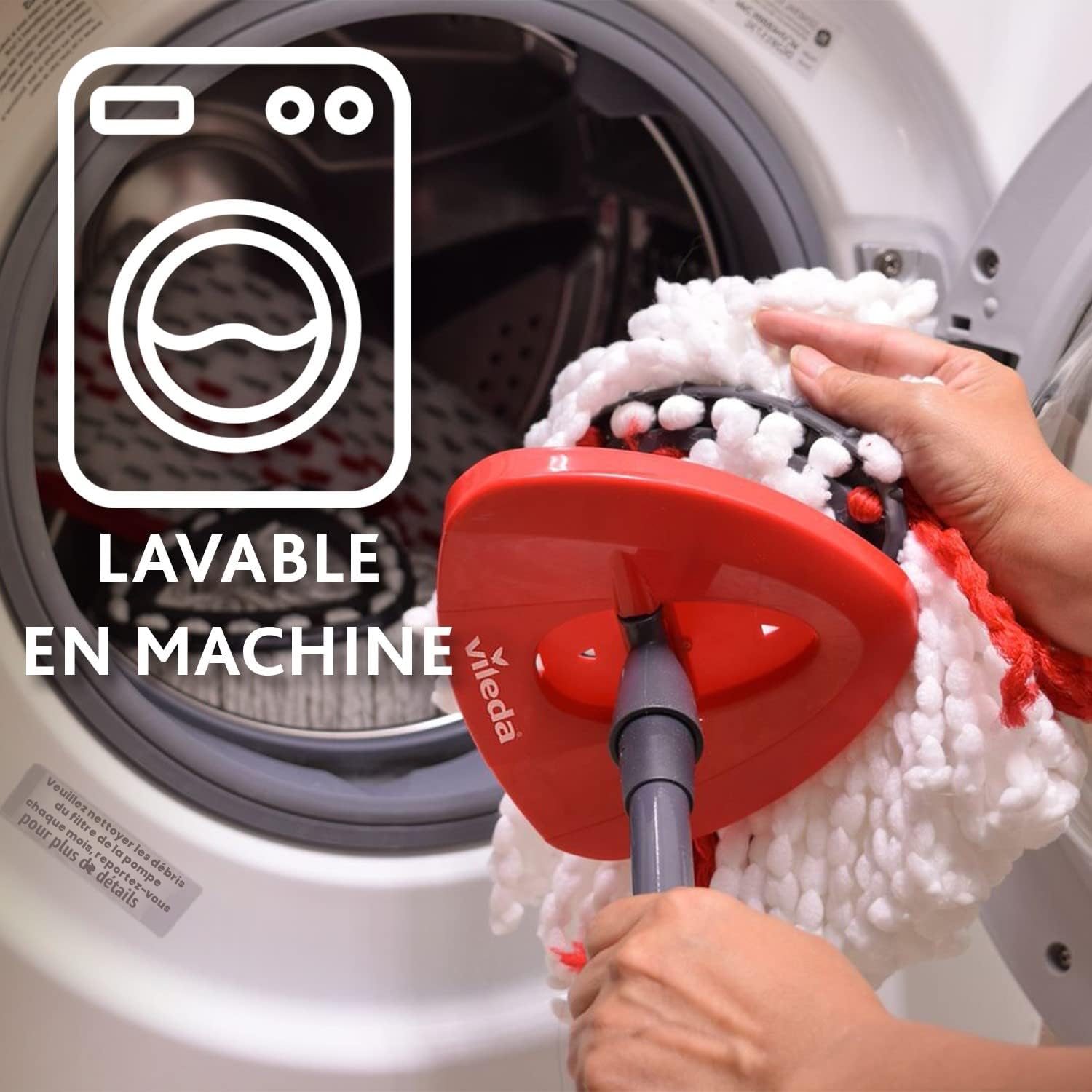 Vileda - Vileda Turbo 2 en 1 - Kit Complet Balai à Frange et Seau Essoreur à Pédale - Serpillière Microfibres avec Manche Télescopique - Laveur de Sol pour Sols Fragiles - Nettoie et Dépoussière