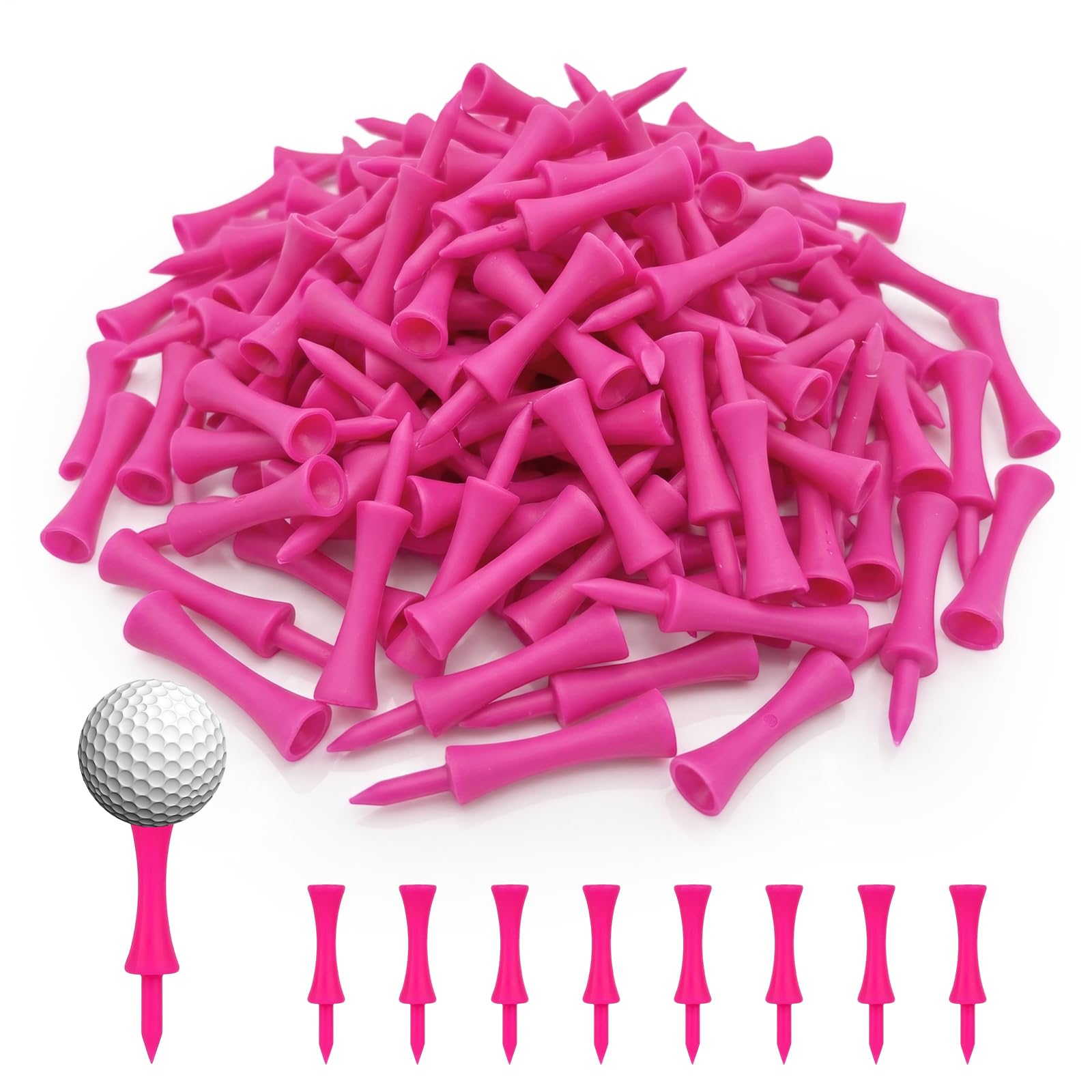 150 Pcs Golf Tees Plastic, Pink Castle Tees 57M Castle Step Down Tee