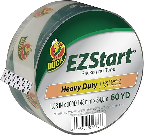 Vista 8 de Duck EZ Start - Cinta de embalaje transparente con dispensadores, paquete de 6 cintas de embalaje silenciosas y fáciles de iniciar para cajas