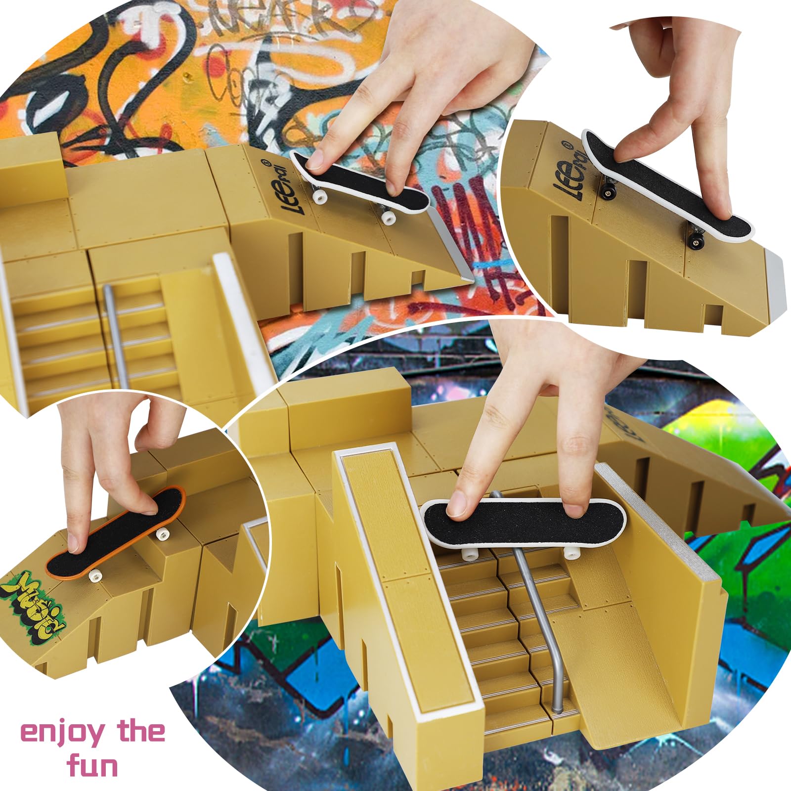 Skatepark - 5 Pezzi Mini Finger Skateboards Rampa, Fingerboard Skate Park Kit, 5-in-1 Fingerboard Toy Skate Park Kit Ramp, giocattolo per bambini per ragazzi e ragazze