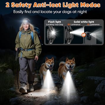 Dog Shock Collar 2 Dogs, 3300ft Dog Training Collar with Remote, Real-time Dual-Channel Remote with 3 Training Modes, Beep, Vibration, Safety Shock, Light, Fits 8-120 lbs All Breeds Sizes - Orange