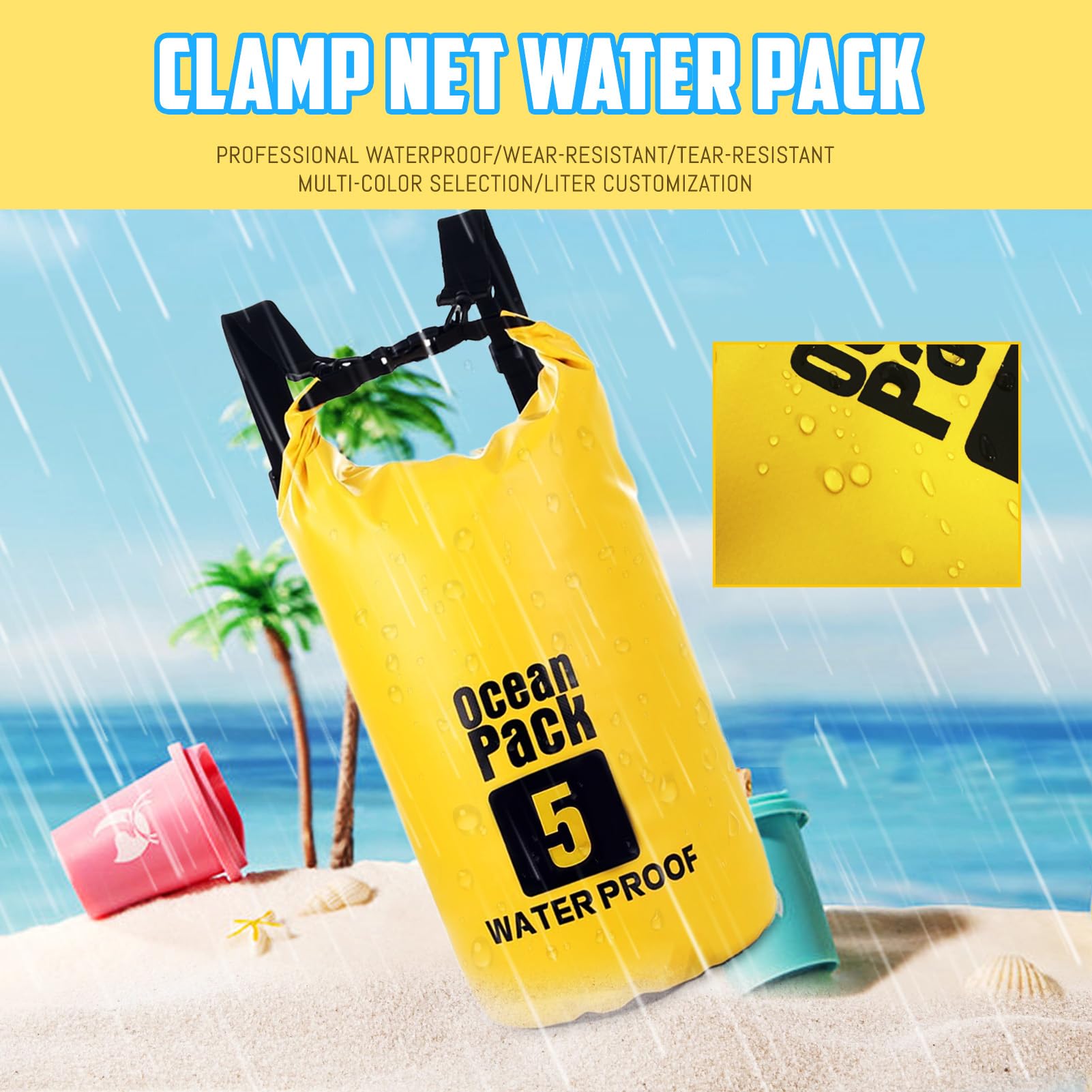 5L Dry Bag, Sacco Impermeabil, Sacco Impermeabile con Tracolla Regolabile, Include Custodia Impermeabile per Cellulare, Ideale per Barca, Pesca, Rafting, Nuoto