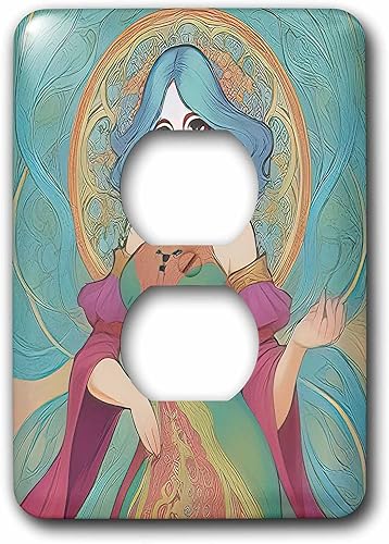 3dRose Art Nouveau woman. Fantastic goddess of Spring. Green... - Light Switch Covers (lsp-376037-6)