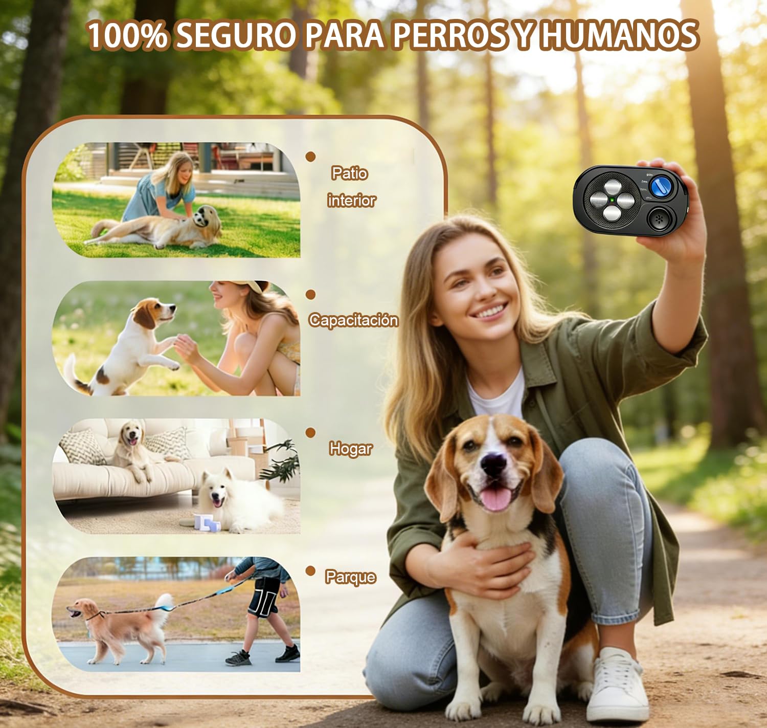 Antiladridos para Perros, Dispositivo Utrasónico Anti con 3 Modos | Dispositivo Antiladridos para Perros, Alcance Efectivo de 23M, IP65 Recargable, Detener Ladridos en Interiores y Exteriores