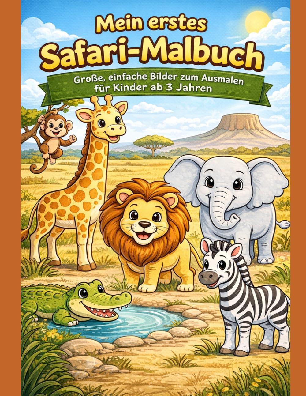 Mein erstes Safari-Malbuch: Große, einfache Bilder zum Ausmalen für Kinder ab 3 Jahren