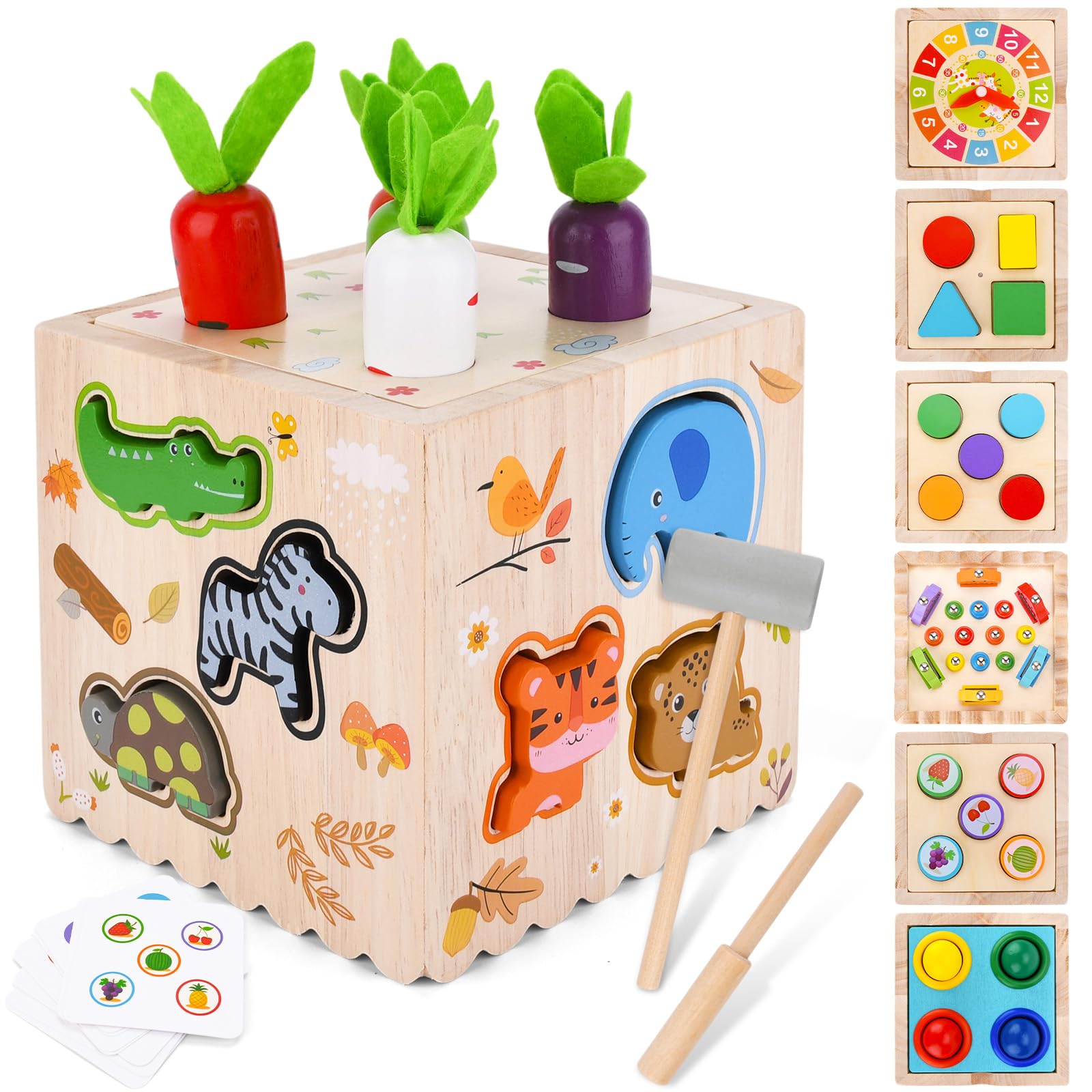 8 in 1 Cubo Actividades Bebé de Madera,Juguetes Niños 2 3 4 Año,Juguetes Montessori Sensoriales,Juguete Educativo para Niños de 1 2 3 Años Actividades de Motricidad Fina,Regalo Ideal