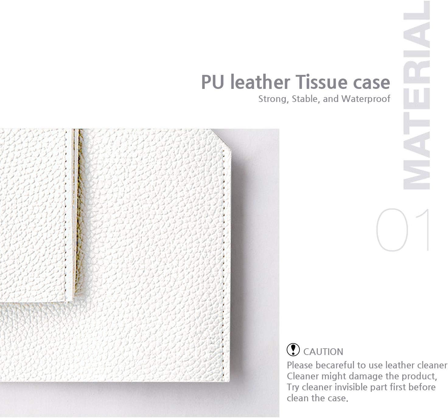 Carrotez Tissue Box Cover, [Refined] Modern PU Leather Square Tissue Box Holder - Decorative Holder/Organizer for Bathroom Vanity Countertop, Night Stands, Office Desk & Car 5"X5"X5" - Off White : Everything Else