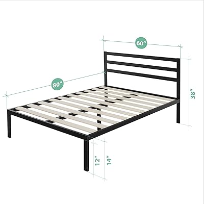 Zinus Deluxe Faux Leather Upholstered Platform Bed with