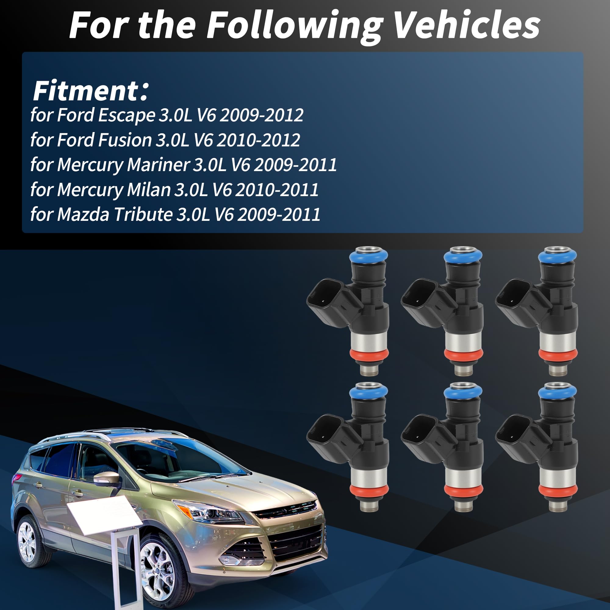 A ABSOPRO Set 6 Inyectores Combustible para Ford Escape 09-12 3.0L