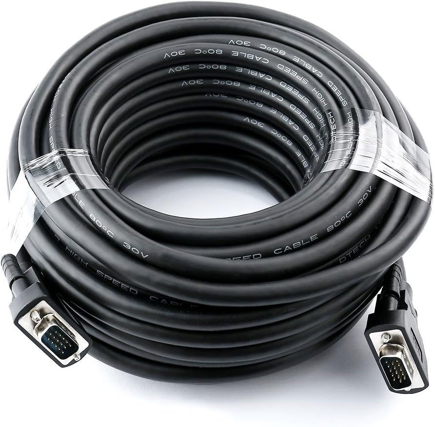 DTECH 50 Feet VGA Monitor Cable Male to Male Cord 1080p High Resolution (15m)