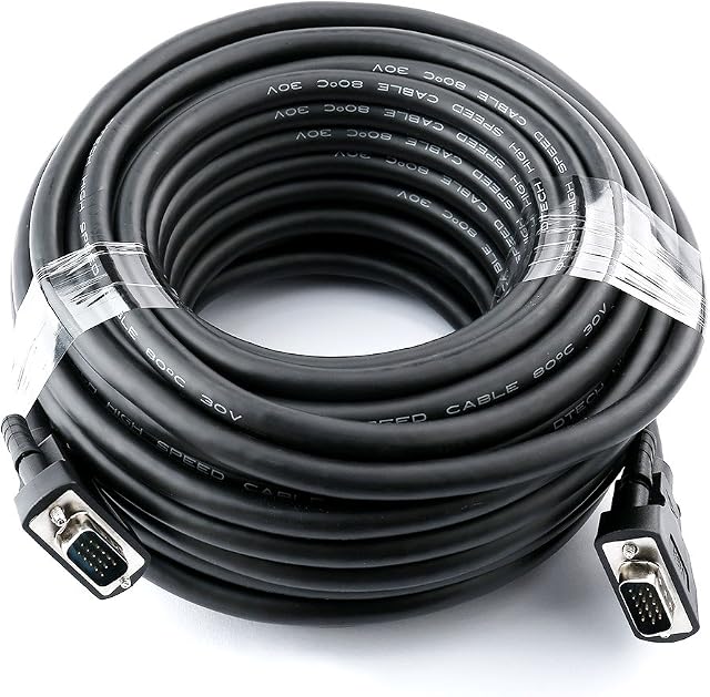 DTECH 15m VGA Monitor PC Cable Male to Male 1080p High Resolution