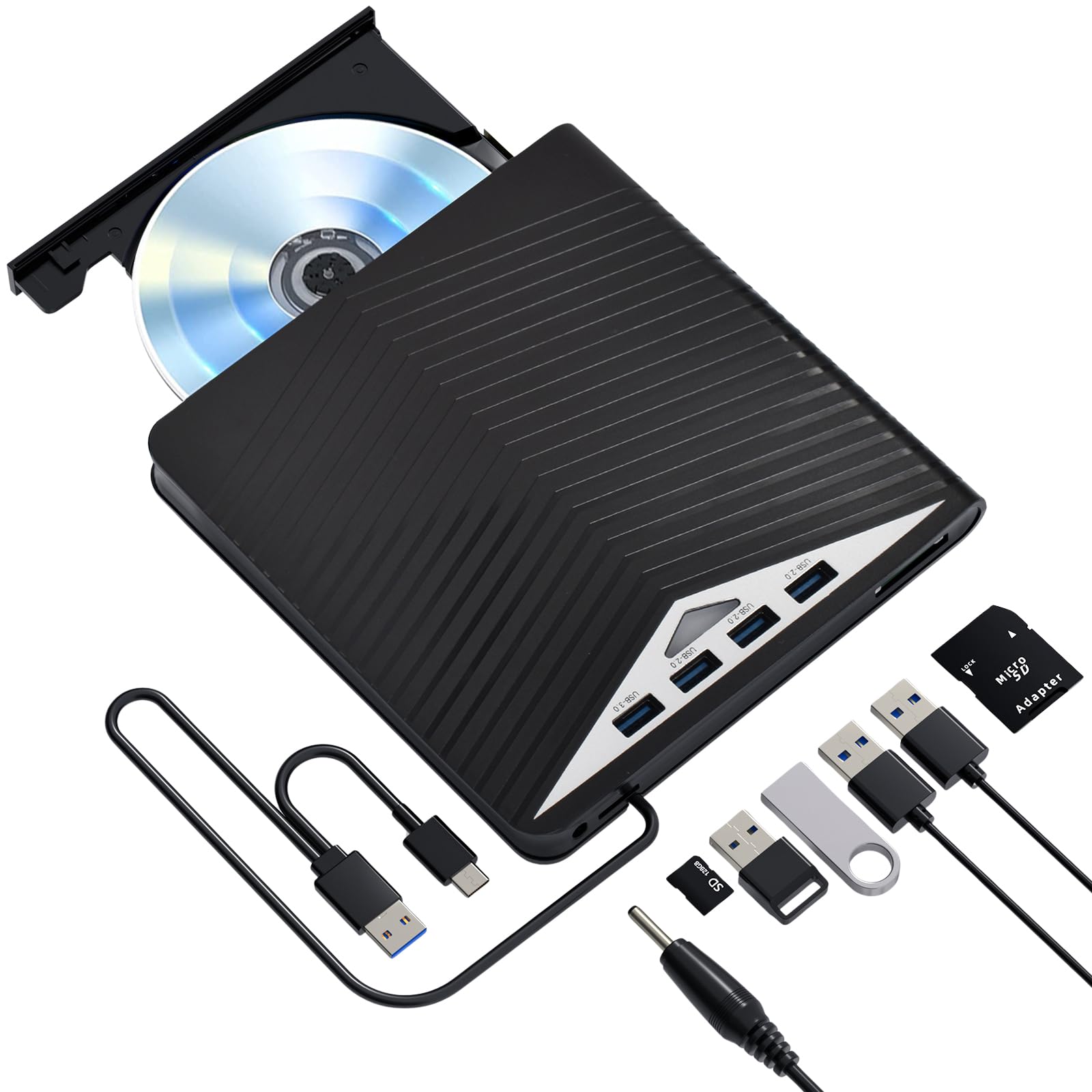 Colexy Externes Laufwerk Tragbares, USB 3.0 zewnętrzny odtwarzacz DVD z torbą, nagrywarka Ultra High Definition do Win 7/8/10/11/PC