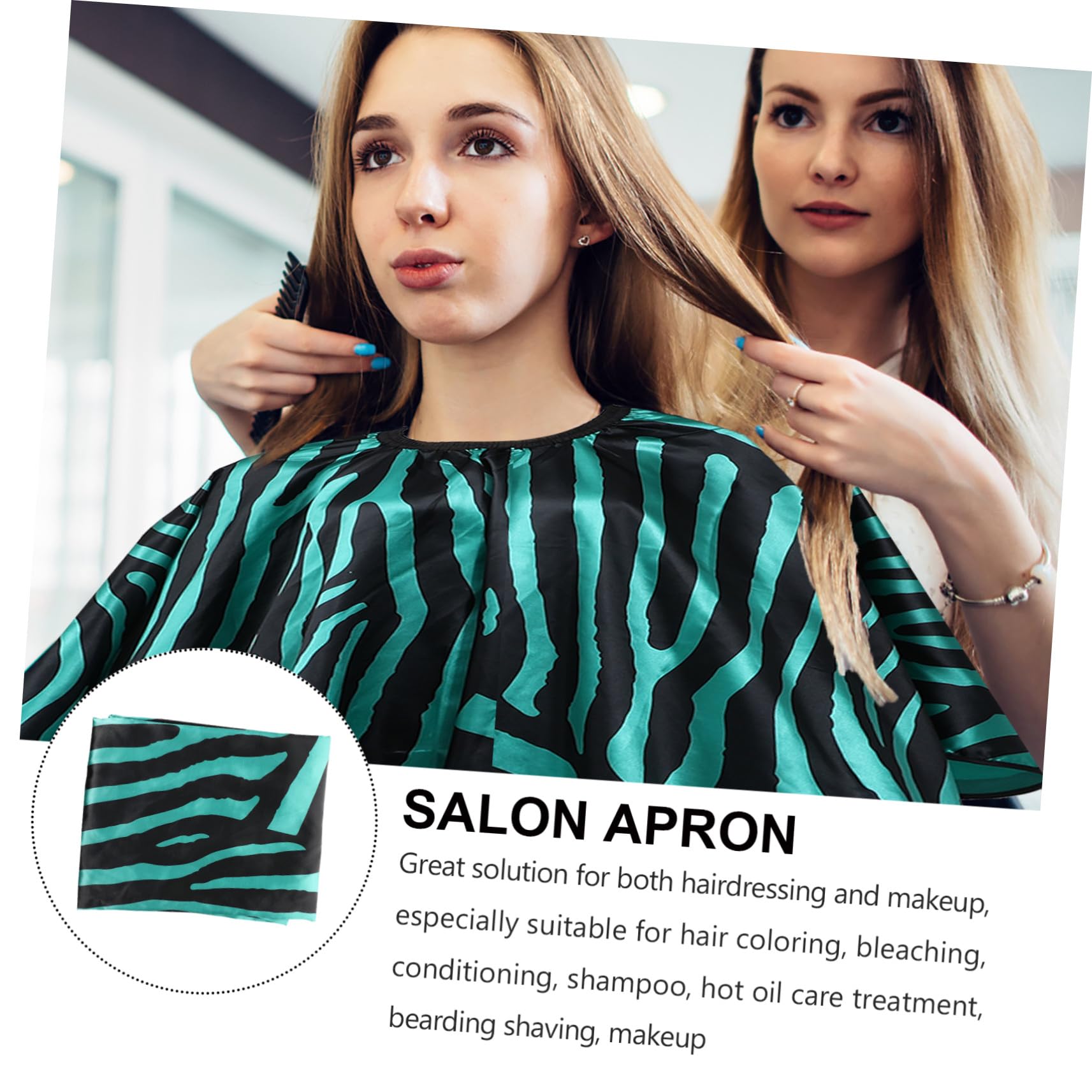 Capa de Corte para Peluquería Profesional de Pelo de Satén Verde, Amplia y Transpirable que Mantiene la Ropa Seca y Limpia