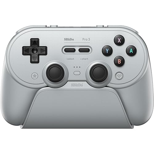 8BitDo Pro 3 Bluetooth Controller for Switch/Switch 2 – TMR Joysticks, Swappable ABXY Buttons, Pro Back Buttons, Charging Dock, Hall Effect Triggers, for Windows, Apple, SteamOS, Android - Gray