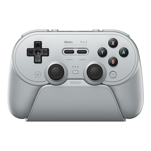 8BitDo Pro 3 Bluetooth Controller for Switch/Switch 2 β TMR Joysticks, Swappable ABXY Buttons, Pro Back Buttons, Charging Dock, Hall Effect Triggers, for Windows, Apple, SteamOS, Android - Gray - Gray