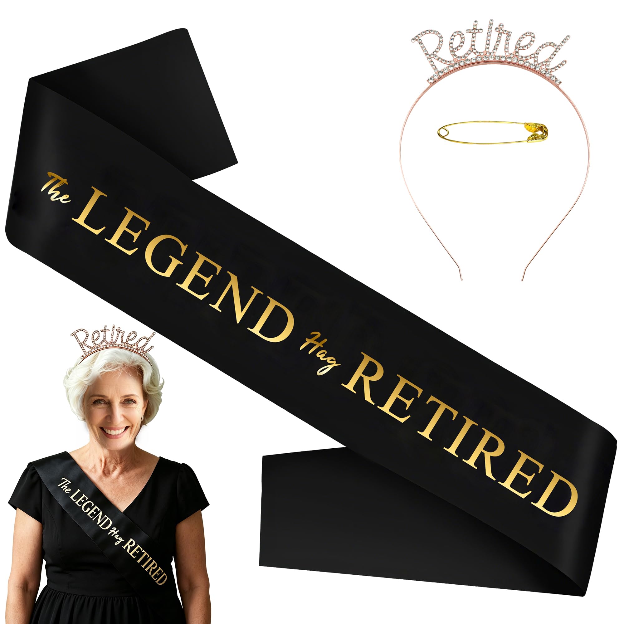 Retirement Sash and Headband, Party Accessories for Men and Women
