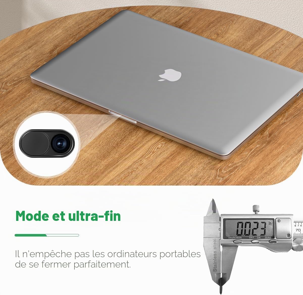 CloudValley Métal Cache Camera Ordinateur, 2-Pièces 0.6 mm Ultra-Mince Webcam Cover pour MacBook Pro Air iPad Laptop