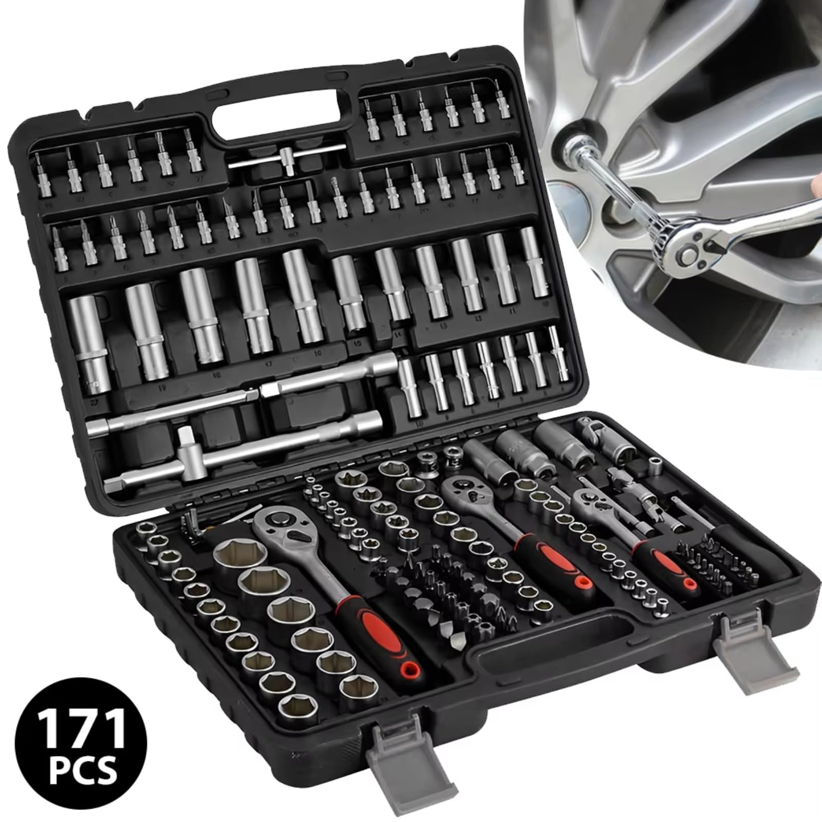 Set attrezzi da meccanico 171 Pz Set Di Chiavi A Bussola Strumento Di Riparazione Auto Chiave A Cricchetto Chiave 1/4 3/8 1/2 Chiave A Cricchetto Punte Per Cacciavite Strumento Mano