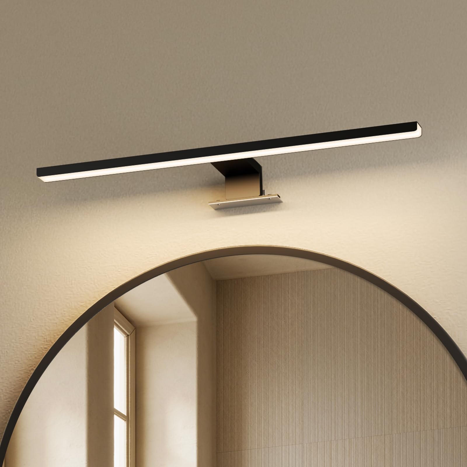 EMKE Spiegellampe Bad Spiegelleuchte 40cm, LED Spiegel Lampe 8W IP44 4200k, Spiegellampen Badspiegelleuchten Badezimmer Spiegellampe für das Bad Mirror Light Schwarz