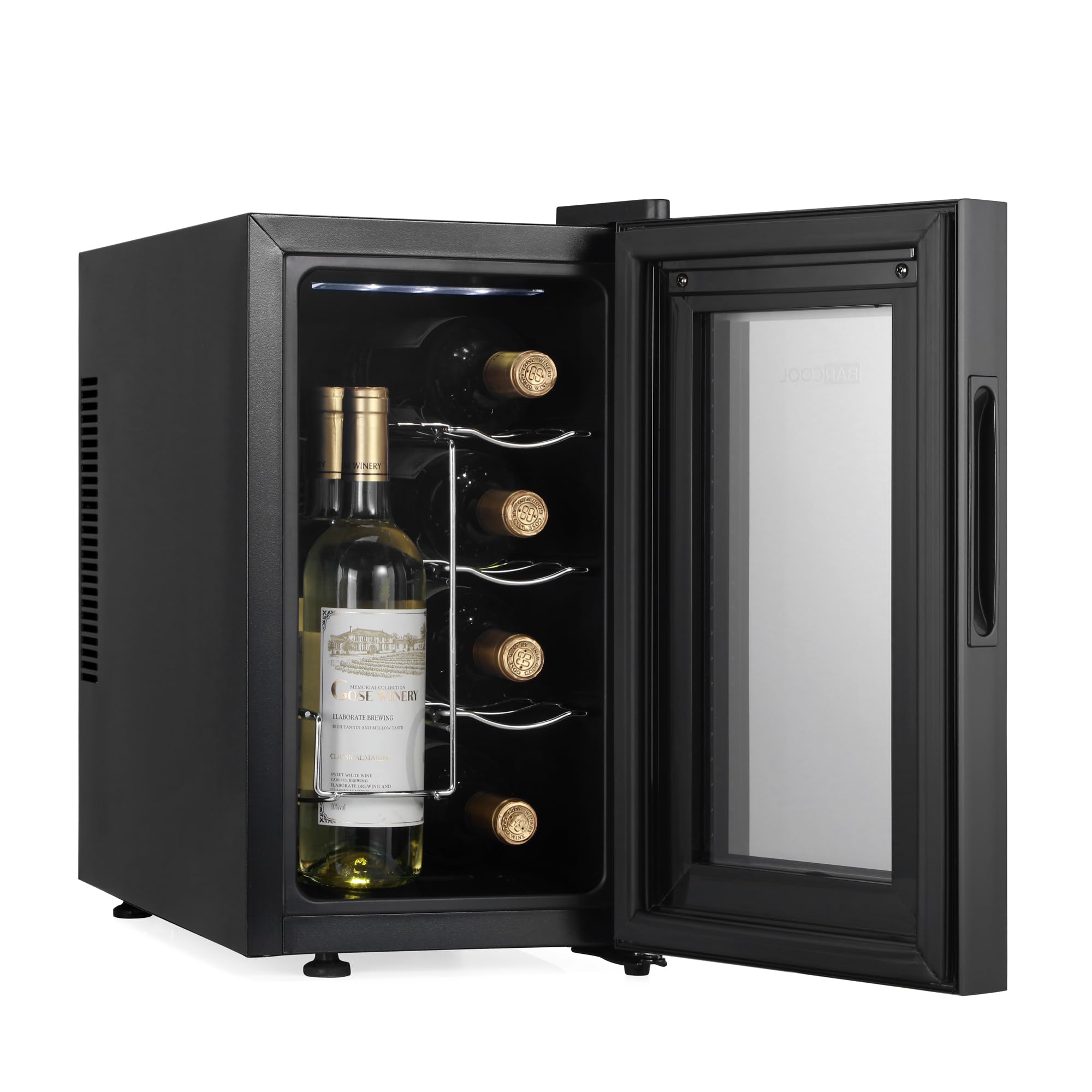 Barcool VINO8 – Table-Top Wine Fridge Black | 5-18°C | Wine Cooler | LED + Digital Display | Glass Door Drinks Cellar | Single-Zone (8 Bottle) — view 3