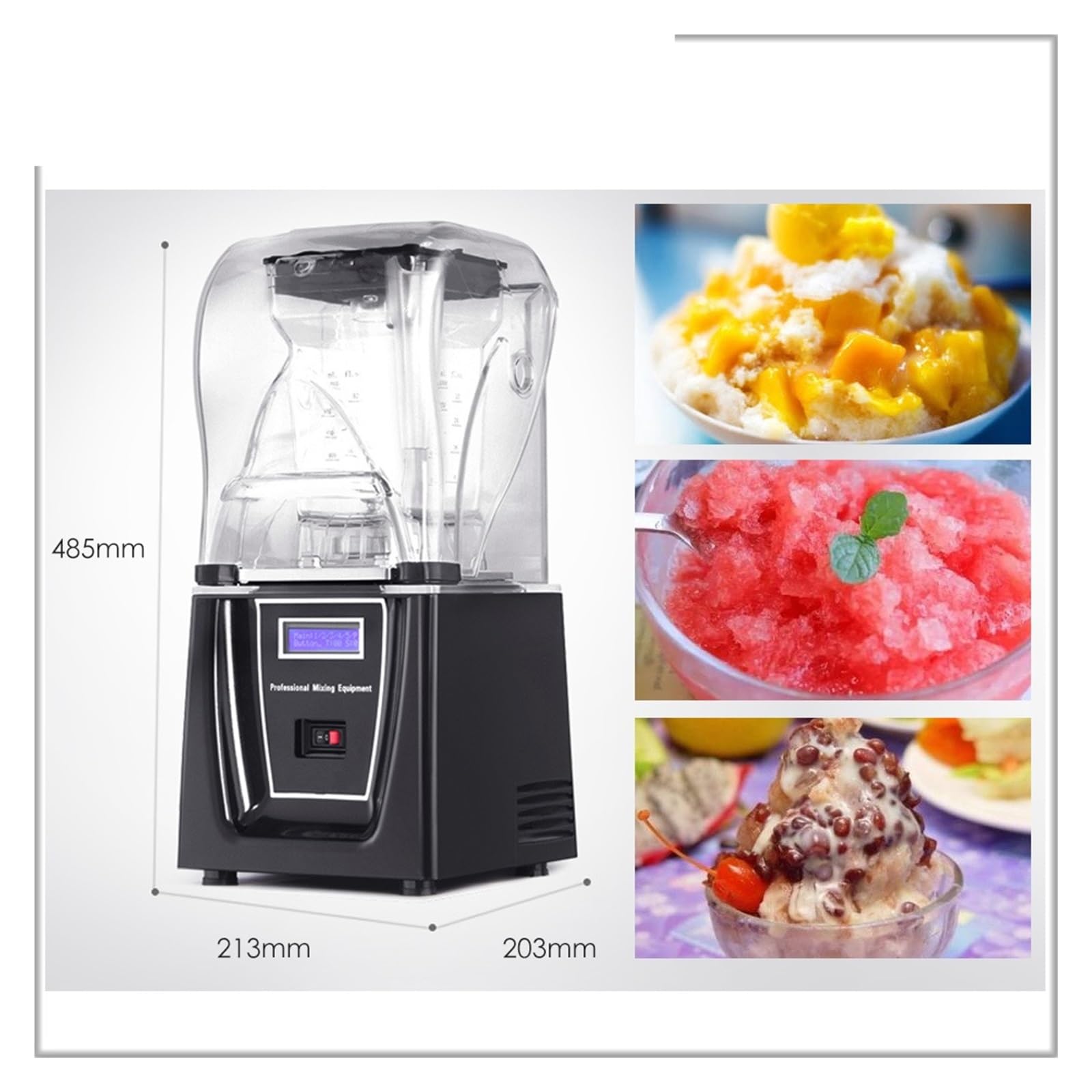 Frullatore Commerciale Ad Alte Prestazioni Isolamento Acustico Da 1800 W For Alimenti 2 Litri For Impieghi Gravosi Senza BPA Silenzioso Potente Lavorazione Sforzo Ingredienti(Black)