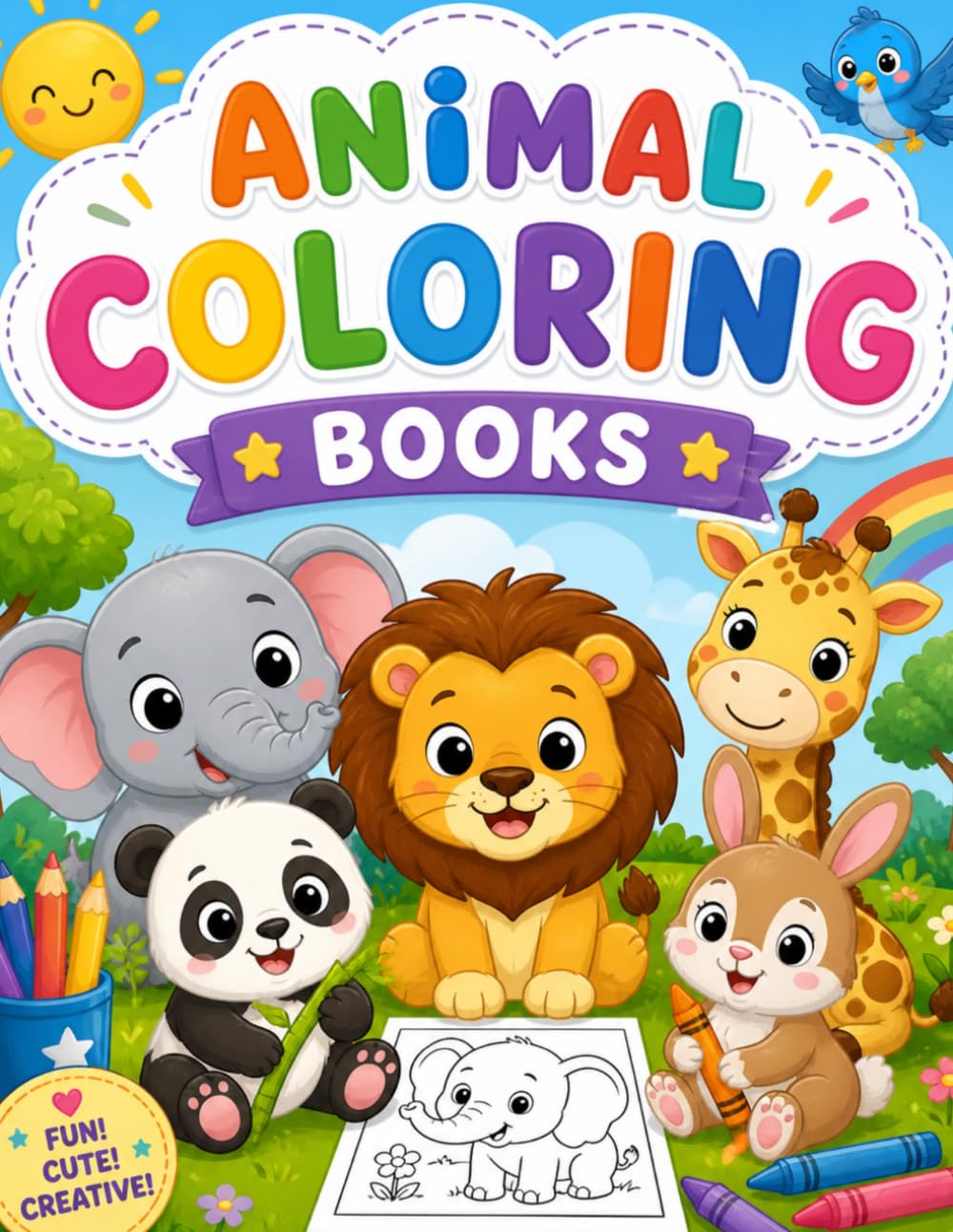 Cartoon Animal Colouring Book: For Kids
