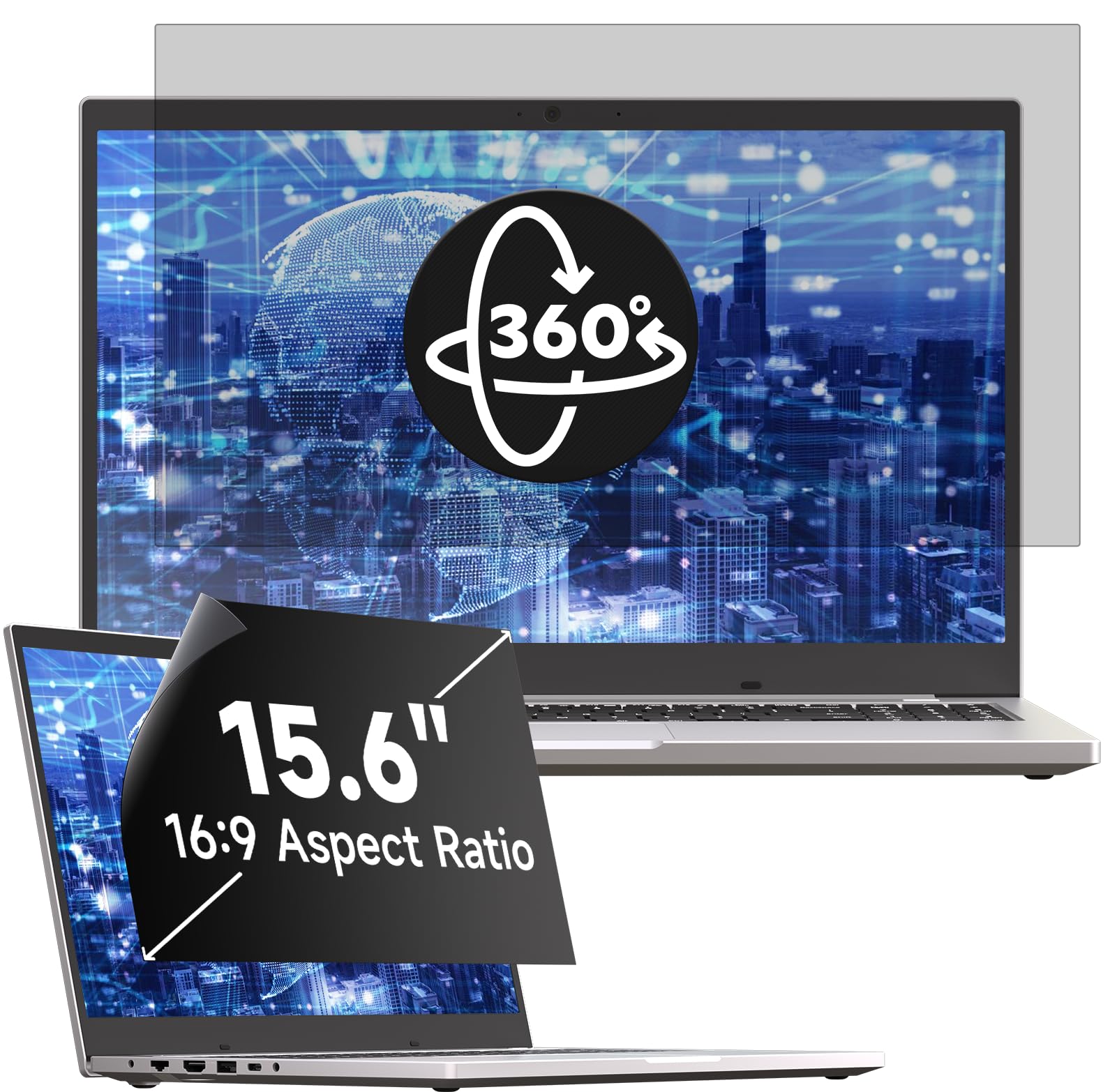 Mamol 360° Filtro Privacy 15.6 Pollici 16:9, Full Angle Anti Spia Screen Privacy, Filtro Privacy 15.6 Pollici Compatibile con Computer Portatile (345mm*194mm)