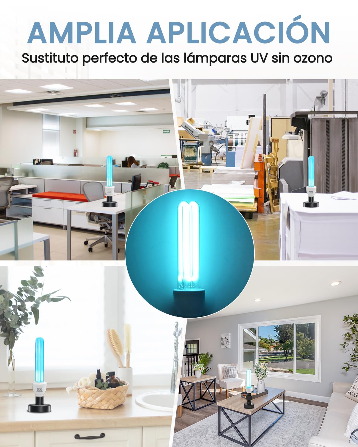 DoRight 2 unidad Lampara UV Desinfeccion 25W E27 Lampara UVC Ozono (UVC 254nm +O?) Blu-Ray con Tubo de Cuarzo UV Germicida Esterilizador AC 220-240V para Hogar, Escuela, Oficina