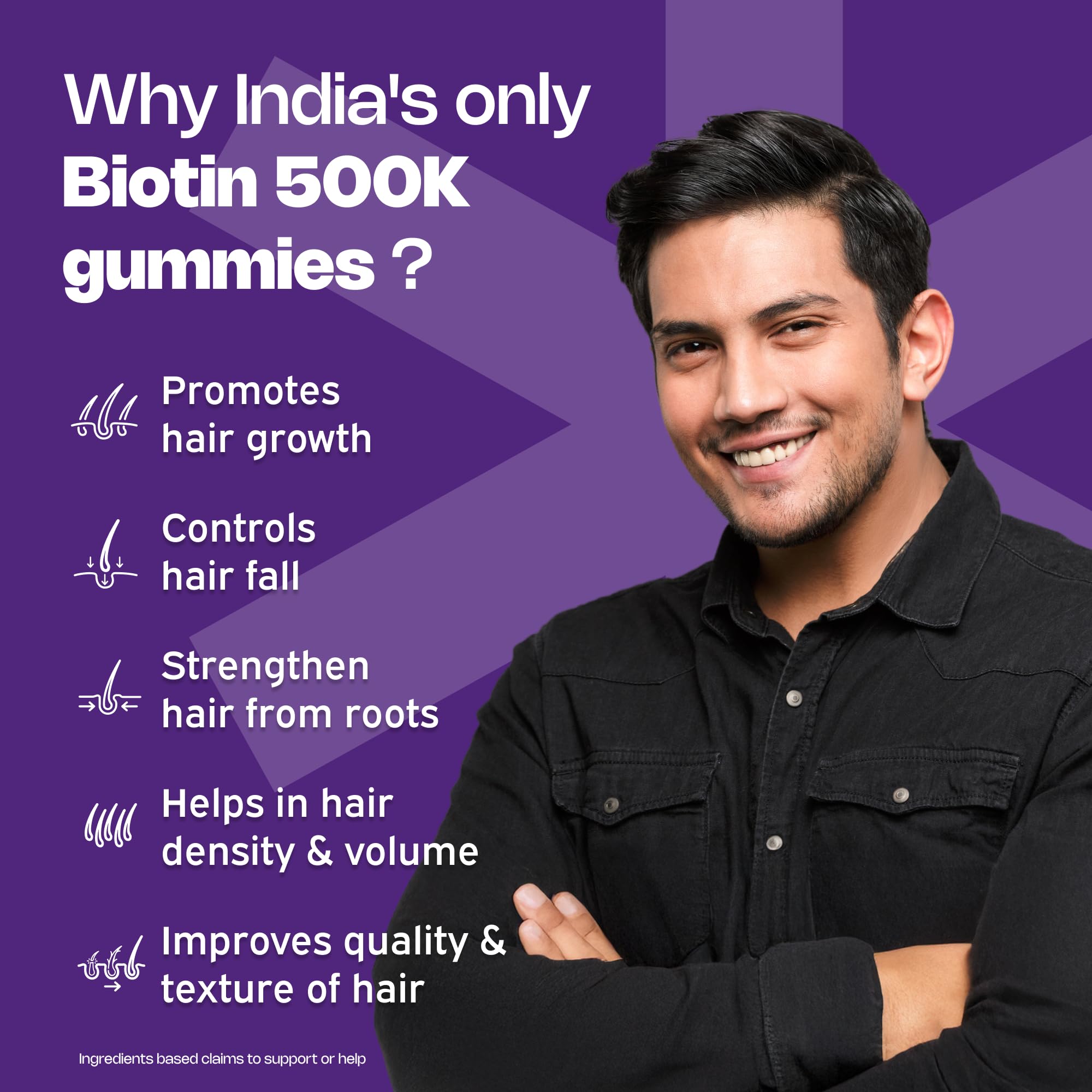 Nutriburst Biotin Gummies for Hair Growth | 10mg Biotin from 500,000 mcg Sesbania Extract | Cranberry Flavour | Stronger, Shinier Hair | No Added Sugar | 30 Days Pack — Amazon image 8