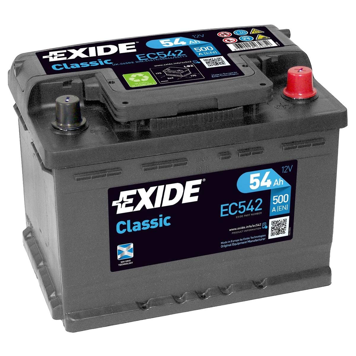 EXIDE BATERÍA 12V/54AH - 500CCA Classic EC542