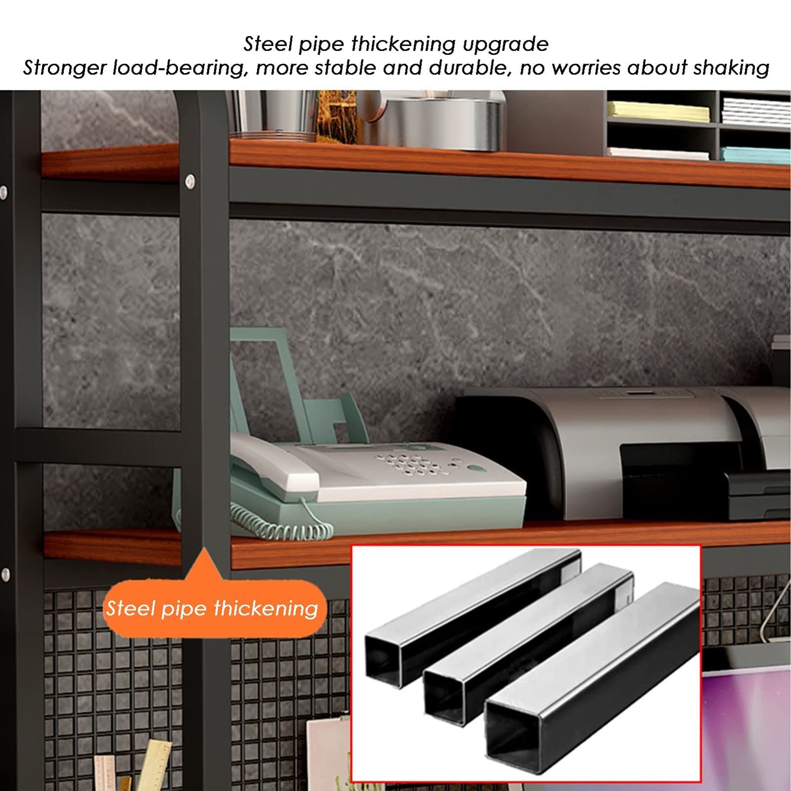 Estantería Organizador De Escritorio - Estante Librería De Sobremesa, organizador de escritorio de oficina, mesa organizadora de almacenamiento de Metal de madera(B,75 * 24 * 120cm)