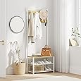 Amyove Coat Rack Shoe Bench, 3-in-1 Hall Tree Shoe Rack for Entryway, 3-Tier Storage Shelf and 8 Hooks Removable, Industrial Accent Furniture with Steel Frame, Multifunctional Hallway Organizer