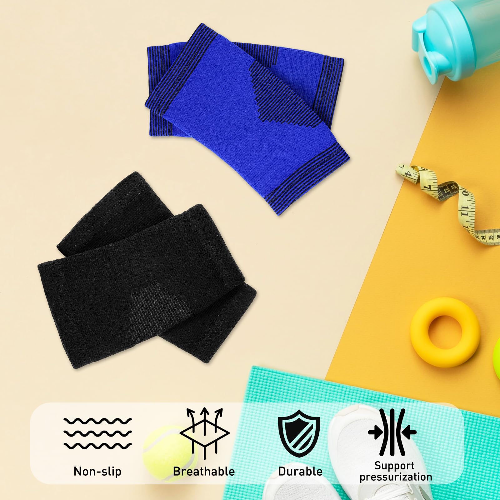 Leikedun 2 paia di cavigliere/calze di supporto per studenti delle scuole medie (13-19 anni) – Con supporto dell'arco plantare, calze sportive elastiche per basket, calcio e corsa – Blu/Nero