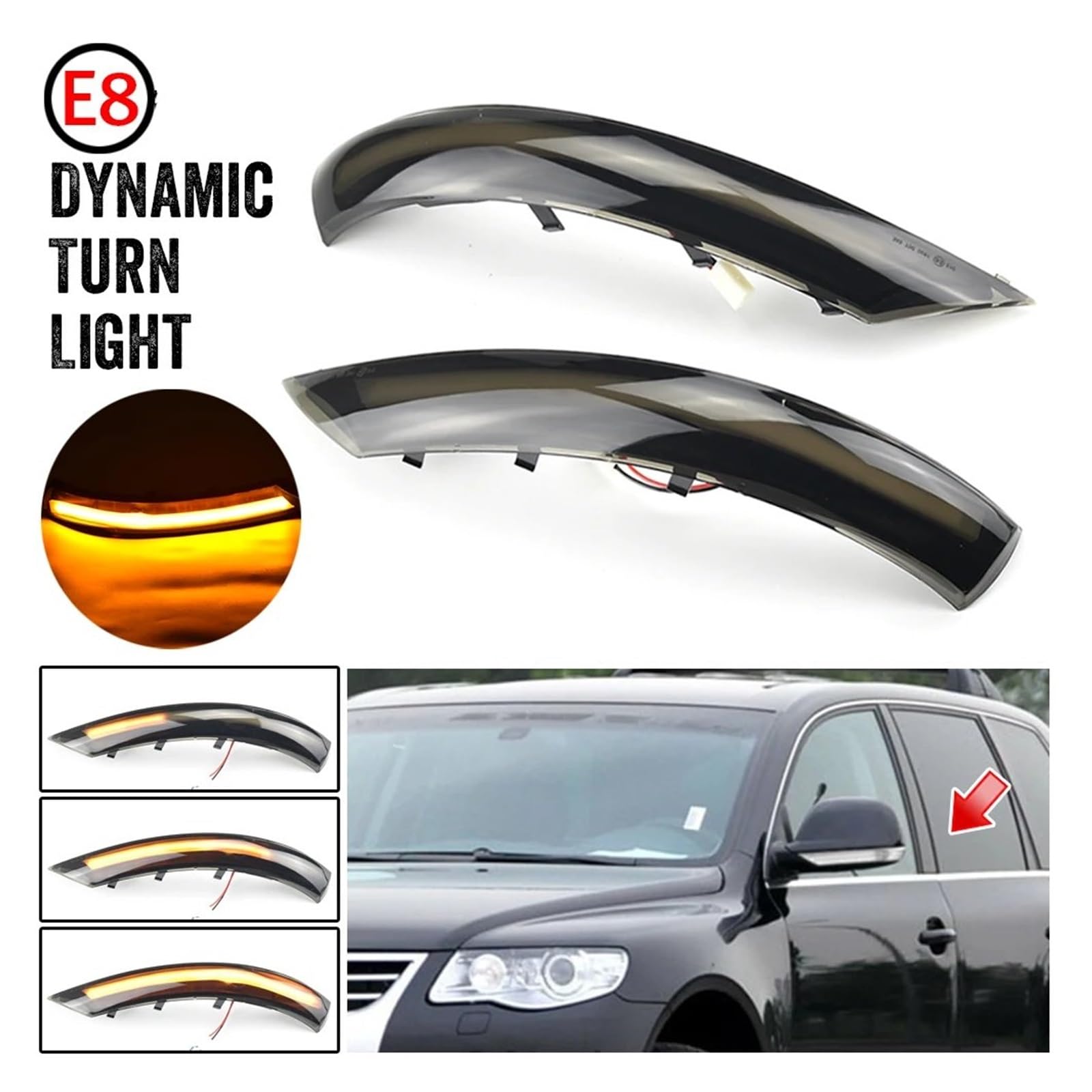 luz Intermitentes para VW para Touareg I MK1 7L 2007 2008 2009 2010 2 Uds. Lámpara De Señal De Giro Dinámica para Espejo Lateral Coche Luz LED Secuencial Luz Señal Giro