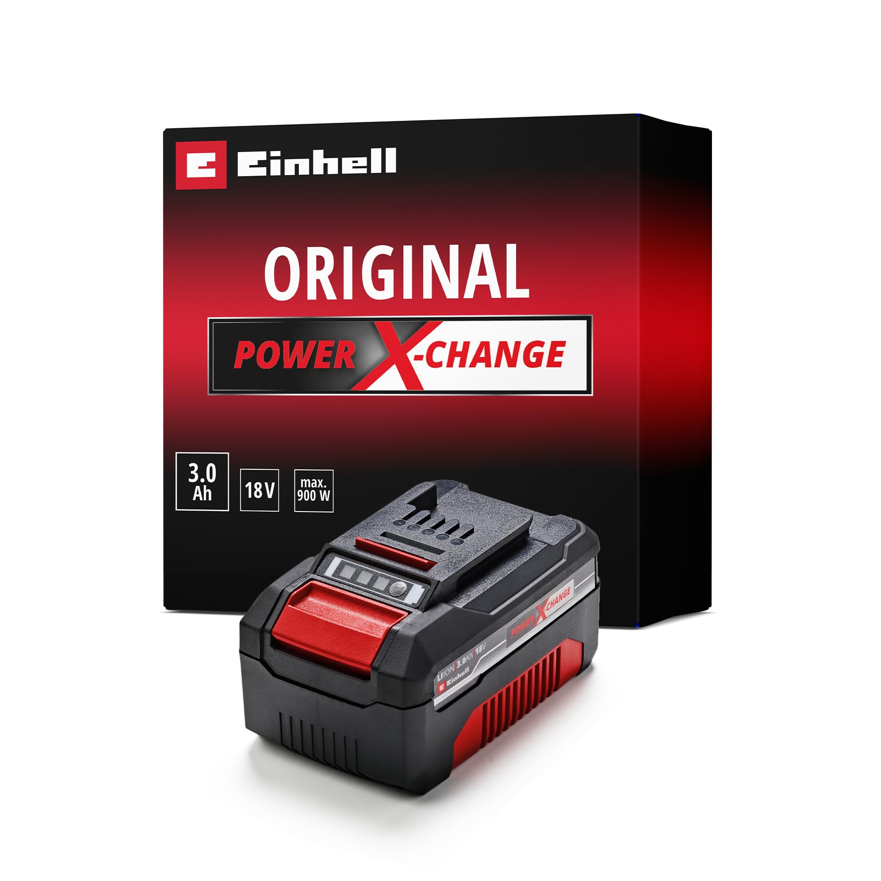 Einhell Batería 18 V 3.0 Ah Power X-Change. Li-Ion, 18 V, autodescarga Cero, para Todos los Dispositivos PXC, de Carga LED de 3 Pasos, ciclos de Carga Ajustados, sin Cargador