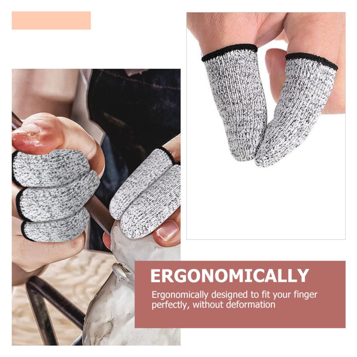 CIYODO 3Pairs Reusable Cut Finger Sleeves Breathable Knitting Finger Protectors for Cutting for Safe Handling and Crafting